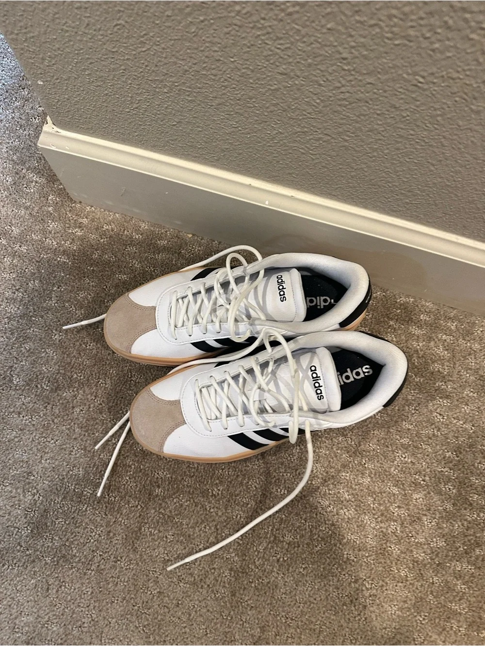 adidas White & Black VL Court Bold Platform Sneaker with Gum Sole